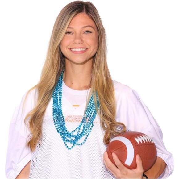 Turquoise Blue Mardi Gras Beads -33 inch,7mm,72 Necklaces,6 Dozen Party Supplies - Picture 6 of 8